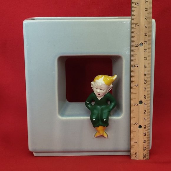 VTG 3D Pixie Elf Wall Pocket Planter Vase Open Square - Picture 8 of 13